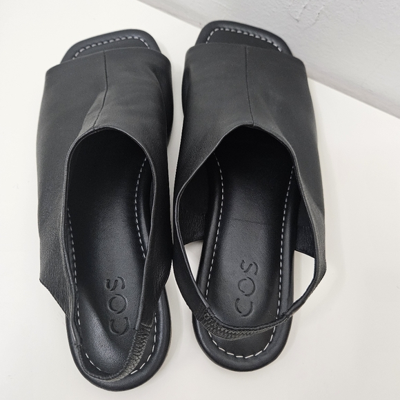 COS Minimalist Genuine Leather Black Sandals Sz 9.5 / 41 EUR - Picture 6 of 7
